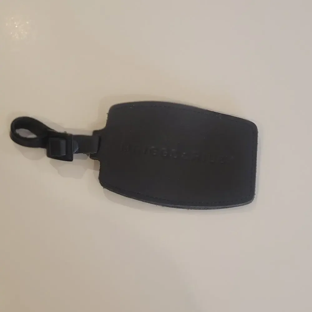 Briggs & Riley Luggage Tag Black Leather ID Tag Bag Size 4.5